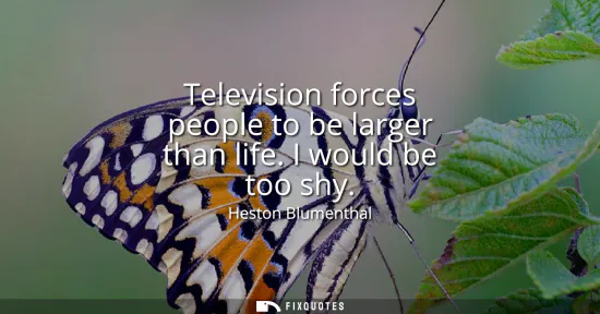 Small: Television forces people to be larger than life. I would be too shy