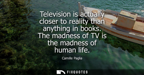 Small: Television is actually closer to reality than anything in books. The madness of TV is the madness of hu
