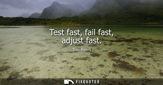 Small: Test fast, fail fast, adjust fast