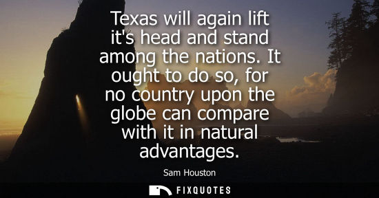 Small: Texas will again lift its head and stand among the nations. It ought to do so, for no country upon the 