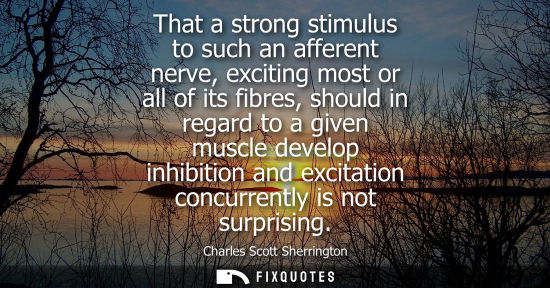 Small: That a strong stimulus to such an afferent nerve, exciting most or all of its fibres, should in regard 