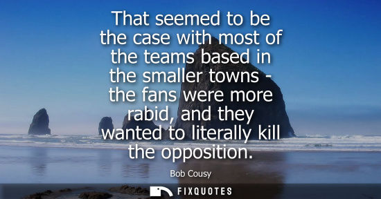 Small: That seemed to be the case with most of the teams based in the smaller towns - the fans were more rabid