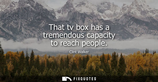 Small: That tv box has a tremendous capacity to reach people