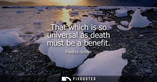 Small: That which is so universal as death must be a benefit - Friedrich Schiller