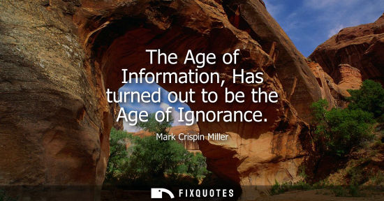 Small: The Age of Information, Has turned out to be the Age of Ignorance