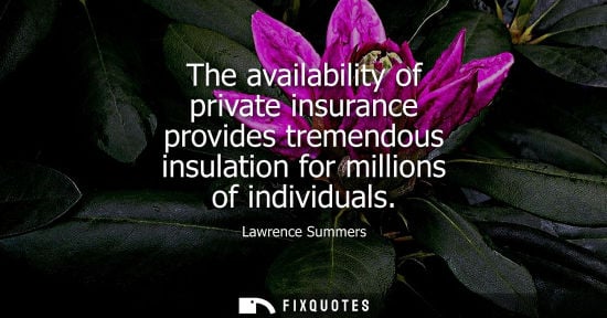 Small: The availability of private insurance provides tremendous insulation for millions of individuals
