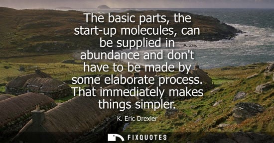 Small: The basic parts, the start-up molecules, can be supplied in abundance and dont have to be made by some 
