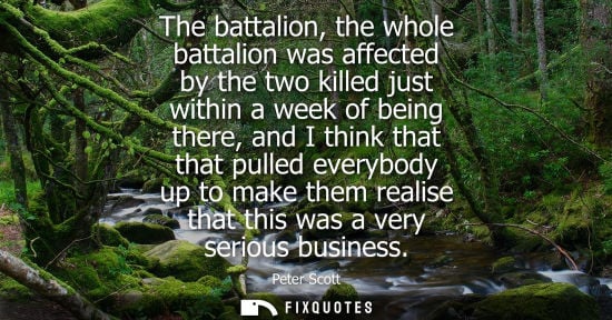 Small: The battalion, the whole battalion was affected by the two killed just within a week of being there, an