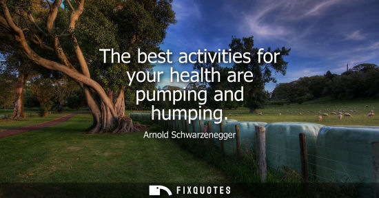 Small: The best activities for your health are pumping and humping - Arnold Schwarzenegger
