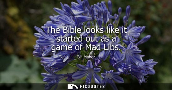 Small: Bill Maher: The Bible looks like it started out as a game of Mad Libs