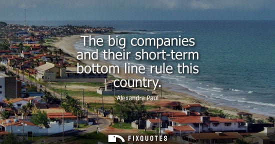 Small: The big companies and their short-term bottom line rule this country - Alexandra Paul
