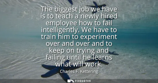 Small: The biggest job we have is to teach a newly hired employee how to fail intelligently. We have to train him to 