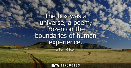 Small: The box was a universe, a poem, frozen on the boundaries of human experience