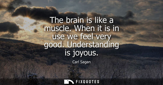 Small: The brain is like a muscle. When it is in use we feel very good. Understanding is joyous