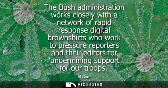 Small: The Bush administration works closely with a network of rapid response digital brownshirts who work to 
