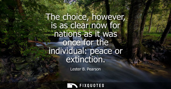 Small: The choice, however, is as clear now for nations as it was once for the individual: peace or extinction