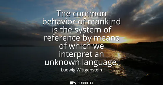 Small: The common behavior of mankind is the system of reference by means of which we interpret an unknown language
