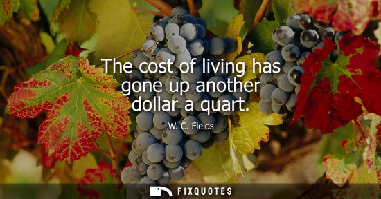 Small: The cost of living has gone up another dollar a quart - W. C. Fields
