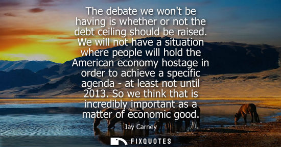 Small: The debate we wont be having is whether or not the debt ceiling should be raised. We will not have a si