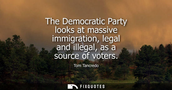 Small: The Democratic Party looks at massive immigration, legal and illegal, as a source of voters