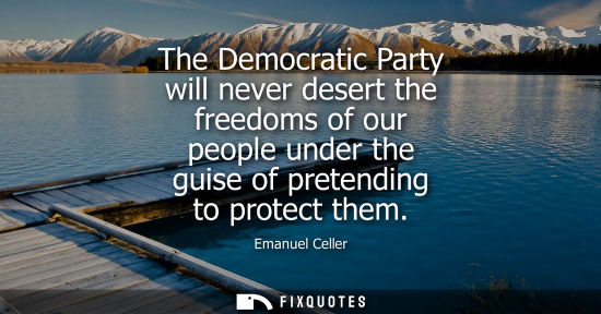 Small: The Democratic Party will never desert the freedoms of our people under the guise of pretending to prot
