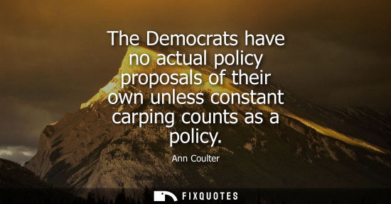 Small: The Democrats have no actual policy proposals of their own unless constant carping counts as a policy