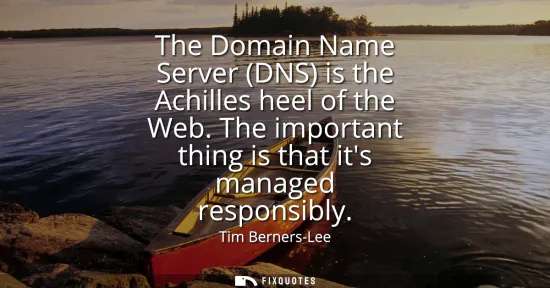 Small: The Domain Name Server (DNS) is the Achilles heel of the Web. The important thing is that its managed responsi