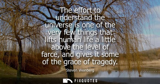 Small: The effort to understand the universe is one of the very few things that lifts human life a little abov