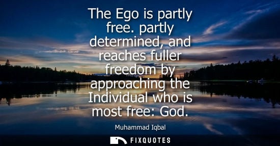 Small: The Ego is partly free. partly determined, and reaches fuller freedom by approaching the Individual who is mos