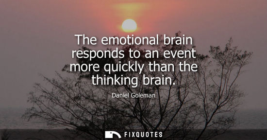 Small: The emotional brain responds to an event more quickly than the thinking brain