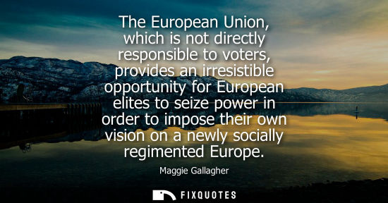 Small: The European Union, which is not directly responsible to voters, provides an irresistible opportunity f