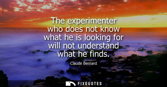 Small: The experimenter who does not know what he is looking for will not understand what he finds