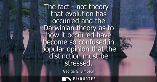 Small: The fact - not theory - that evolution has occurred and the Darwinian theory as to how it occurred have