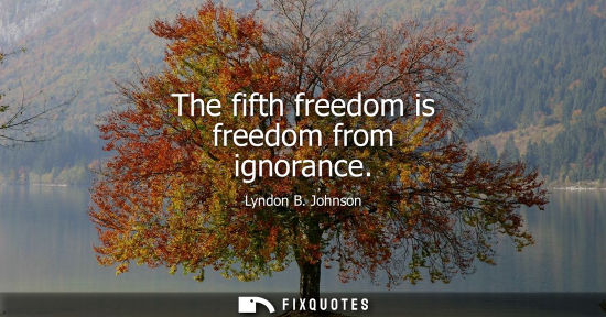 Small: Lyndon B. Johnson - The fifth freedom is freedom from ignorance
