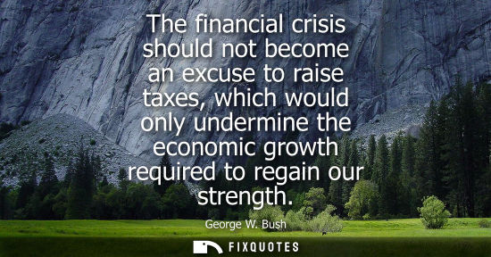 Small: The financial crisis should not become an excuse to raise taxes, which would only undermine the economi