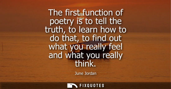 Small: The first function of poetry is to tell the truth, to learn how to do that, to find out what you really