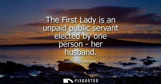 Small: The First Lady is an unpaid public servant elected by one person - her husband