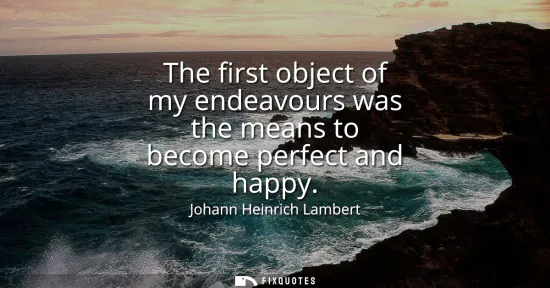 Small: The first object of my endeavours was the means to become perfect and happy