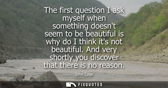 Small: The first question I ask myself when something doesnt seem to be beautiful is why do I think its not be