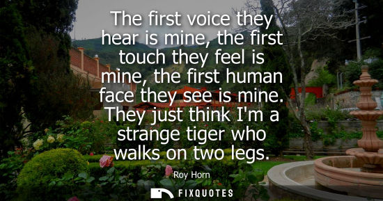 Small: The first voice they hear is mine, the first touch they feel is mine, the first human face they see is 