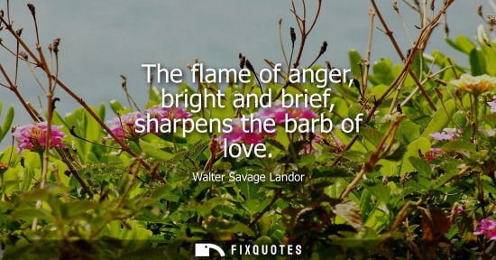Small: The flame of anger, bright and brief, sharpens the barb of love - Walter Savage Landor