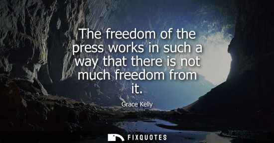 Small: The freedom of the press works in such a way that there is not much freedom from it