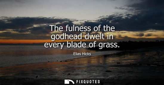 Small: The fulness of the godhead dwelt in every blade of grass
