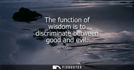 Small: The function of wisdom is to discriminate between good and evil