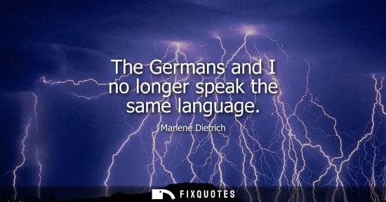 Small: The Germans and I no longer speak the same language
