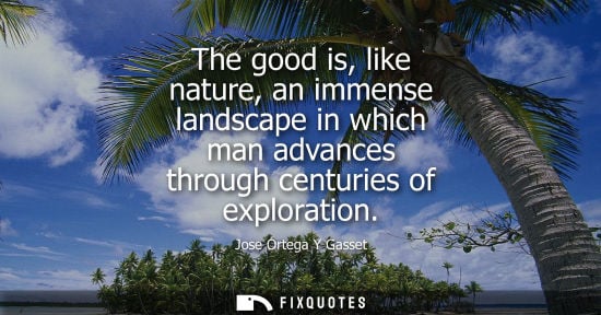 Small: The good is, like nature, an immense landscape in which man advances through centuries of exploration