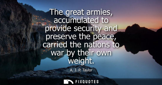 Small: The great armies, accumulated to provide security and preserve the peace, carried the nations to war by