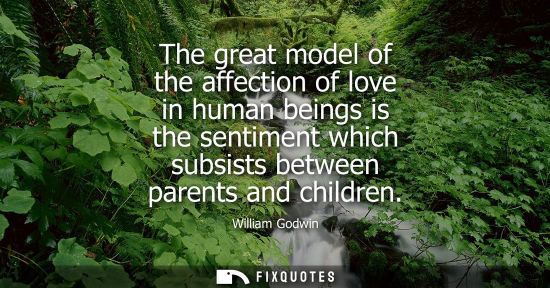 Small: The great model of the affection of love in human beings is the sentiment which subsists between parent