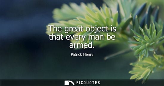 Small: The great object is that every man be armed