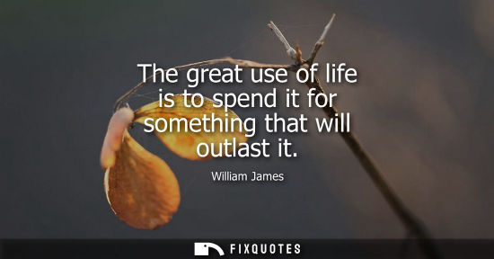 Small: The great use of life is to spend it for something that will outlast it